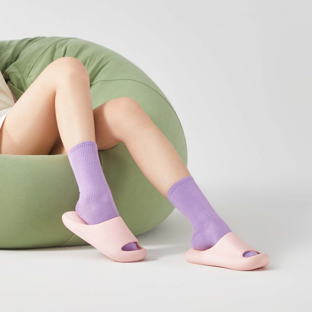 Pink heel support women's pillow slides